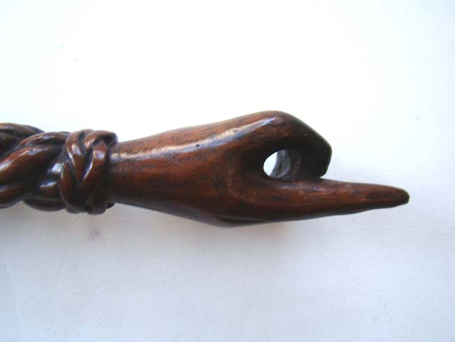A fine 19th century carved tiller handle with pointed finger terminus — image 4